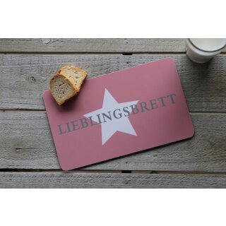 Frühstücksbrettchen LIEBLINGSBRETT mit Stern | Farbe: rosa/weiß | Maße: ca. 23  x 14 x 0,2 cm