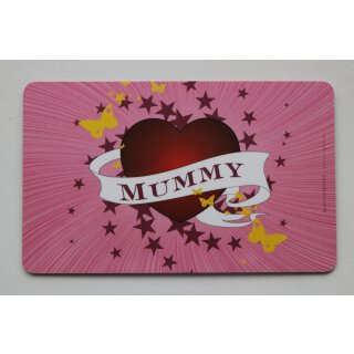 Frühstücksbrettchen Mummy mit Herz | Farbe: pink | Maße: ca. 23  x 14 x 0,2 cm