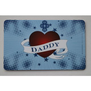 Frühstücksbrettchen Daddy mit Herz | Farbe: blau | Maße: ca. 23  x 14 x 0,2 cm