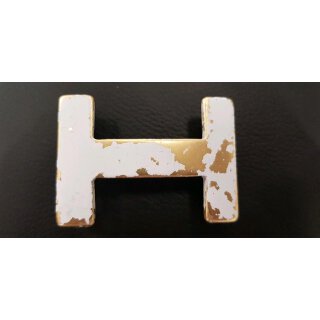 Umjubelt Gürtelschließe, H-Level gold/white, goldfarben/weiß matt, Maße ca. 6,5 x 4,5 x 1,5 cm