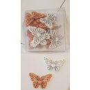 Streudeko Schmetterlinge 24er Box | Maße ca. 4 x 2,5 cm | Material: Holz | Farbe: weiß/orange