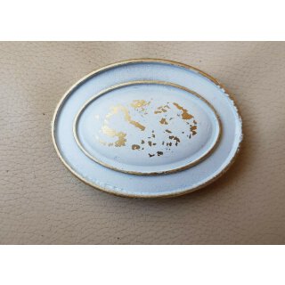 Umjubelt Gürtelschließe, Round Yard gold/white, weiß/goldfarben matt, Maße ca. 9  x 6,5 x 2 cm