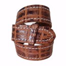 Umjubelt - Der Trendgürtel | Gürtel VINTAGE CROKO, abgestepptes Vollrindleder mit Krokoprägung und Vintage Style, Breite 4 cm, Farbe: cognac/brown