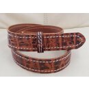 Umjubelt - Der Trendgürtel | Gürtel VINTAGE CROKO, abgestepptes Vollrindleder mit Krokoprägung und Vintage Style, Breite 4 cm, Farbe: cognac/brown