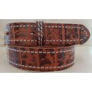 Umjubelt - Der Trendgürtel | Gürtel VINTAGE CROKO, abgestepptes Vollrindleder mit Krokoprägung und Vintage Style, Breite 4 cm, Farbe: cognac/brown