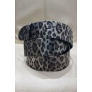 Umjubelt - Der Trendgürtel | Gürtel LEOPARDO, Rindleder mit metallic Leo-Prägung, Breite 4 cm, Farbe: silver