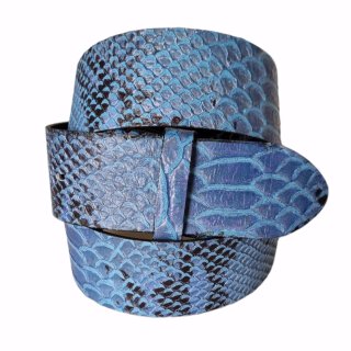 Umjubelt - Der Trendgürtel | Gürtel SAND VIPER, Rindleder mit hochwertigem Snake-Print, Breite 4 cm, Farbe: blau