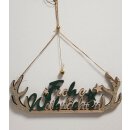 Deko-Hänger Frohe Weihnachten | Höhe ca. 30 x 38 cm | Material: Holz | Farbe: grün/natur/goldfarben