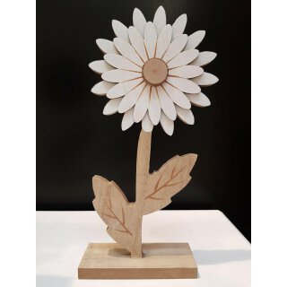 Deko-Blume auf Sockel | Maße ca. 10,5 x 4 x 22 cm | Material: Holz | Farbe: naturfarben