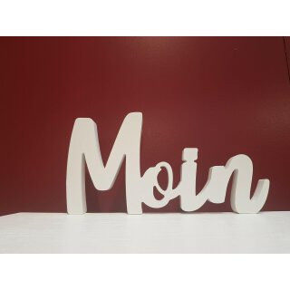 Deko-Schriftzug MOIN | Maße (LxBxH) ca. 30 x 2 x 15 cm | Material: MDF-Holz | Farbe: weiß