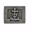 umjuBELT Gürtelschließe Drop Anchor, silberfarben matt, Maße ca. 6 x 5 x 2 cm