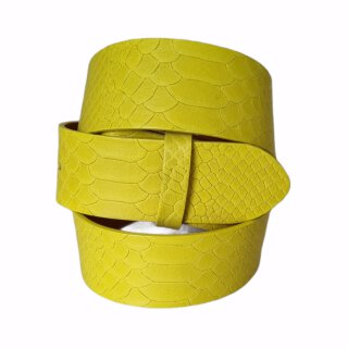 umjuBELT - Der Trendgürtel | AMARILLO yellow, Rindleder mit Snake-Prägung, Breite 4 cm, Farbe: gelb