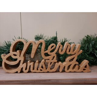 Deko-Schriftzug Merry Christmas | Maße (LxBxH) ca. 30 x 2 x 11,5 cm | Material: MDF-Holz | Farbe: naturfarben