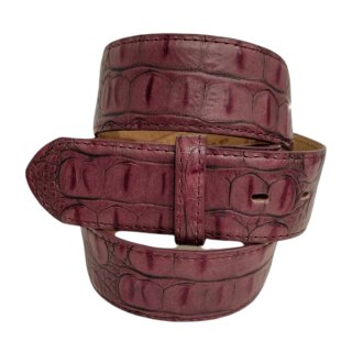 umjuBELT - Der Trendgürtel | Gürtel Croko Cotone, Hochwertiges Rindleder mit Kroko-Prägung, bombiert und abgesteppt, Breite 4 cm, Farbe: bordo/bordeaux