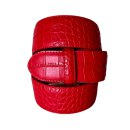 umjuBELT - Der Trendgürtel | Gürtel COLOMBO CROWN Rindleder im Kroko-Style geprägt, bombiert und abgesteppt, Breite 4 cm, Farbe: red/rot