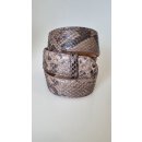 umjuBELT - Der Trendgürtel | Gürtel Real Python matt | zertifiziert, mit Nubukleder gefüttert und abgesteppt, matt, Breite 4 cm, Farbe: grey matt/beige