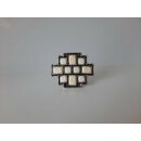 umjuBELT - Gürtelschließe Glass Block white, silberfarben matt, mit weißen Dekosteinen, Maße ca. 8 x 7 cm