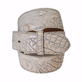 umjuBELT - Der Trendgürtel | Gürtel Croko Cotone, Hochwertiges Rindleder mit Kroko-Prägung, bombiert und abgesteppt, Breite 4 cm, Farbe: sand-beige