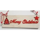 Deko-Hänger Merry Christmas. Maße ca. 24 x 8 cm | Material: Holz | Farbe: rot/naturfarben