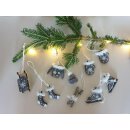 Deko-Hänger 6er Set, Wintersport als Weihnachtsbaumschmuck | Höhe ca. 6 cm | Material: Holz | Farbe: grau