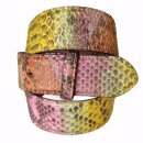 umjuBELT - Der Trendgürtel | Gürtel Real Python matt | zertifiziert, mit Nubukleder gefüttert und abgesteppt, matt, Breite 4 cm, Farbe: multicolor yellow (bunt/gelb)