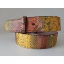 umjuBELT - Der Trendgürtel | Gürtel Real Python matt | zertifiziert, mit Nubukleder gefüttert und abgesteppt, matt, Breite 4 cm, Farbe: multicolor yellow (bunt/gelb)