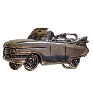 umjuBELT Gürtelschließe | Oldtimer Cadillac, silberfarben matt, Maße ca. 11 x 5 x 2,5 cm