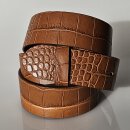 umjuBELT - Der Trendgürtel | Gürtel COLOMBO Rindleder im Kroko-Style geprägt, Breite 4 cm, Farbe: cognac