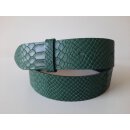 umjuBELT - Der Trendgürtel | Gürtel AMARILLO, Rindleder mit Snake-Prägung, Breite 4 cm, Farbe: dunkelgrün